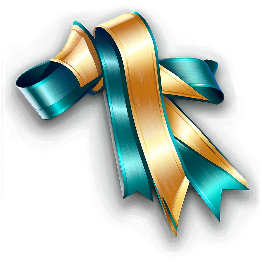 Flat Design Teal Ribbon Png Exr71