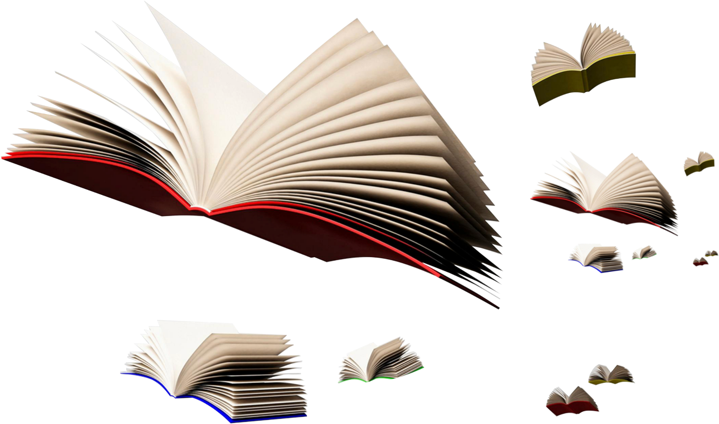 Floating Books Transparent Background