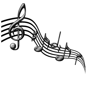 Floating Musical Notes Black Background