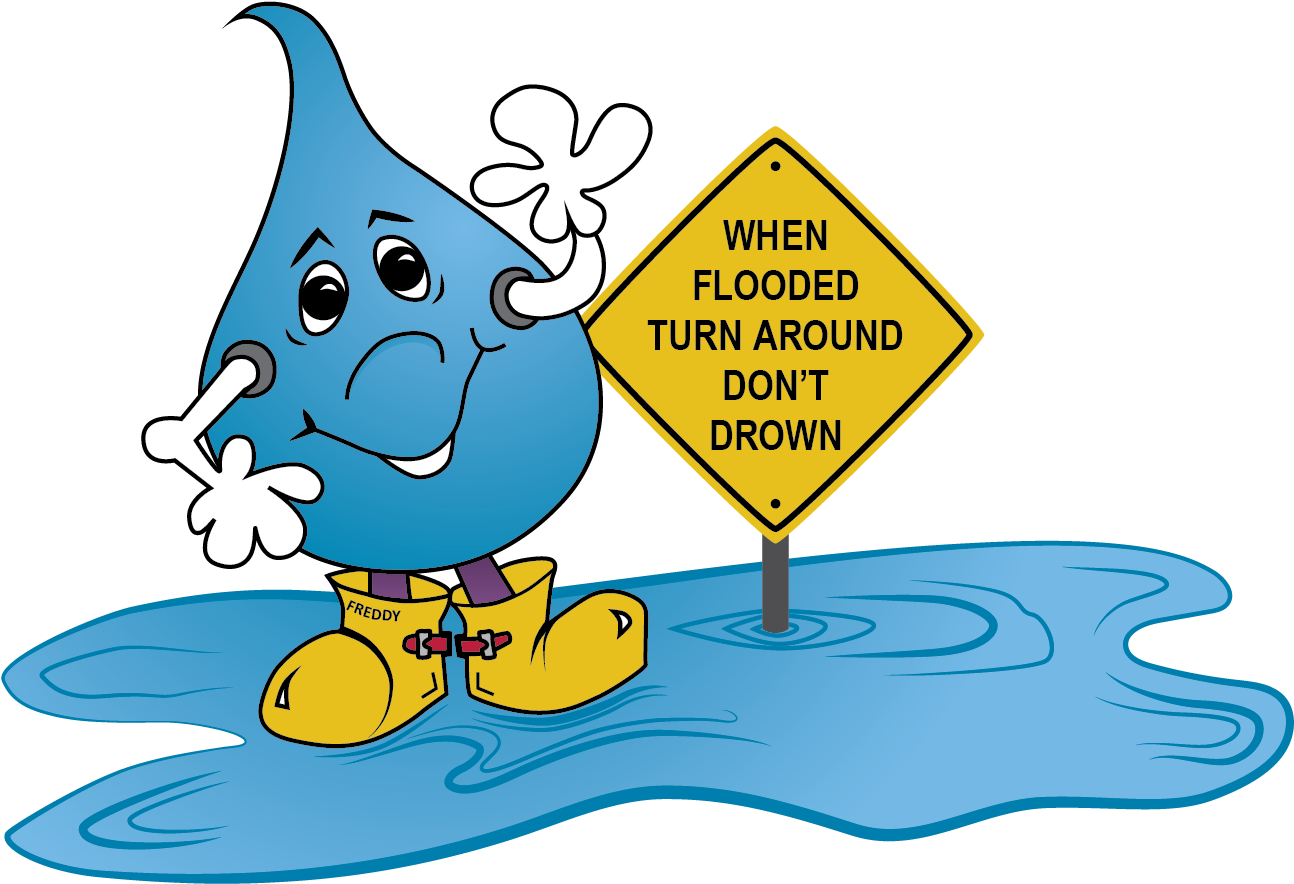 Flood Awareness Cartoon Character