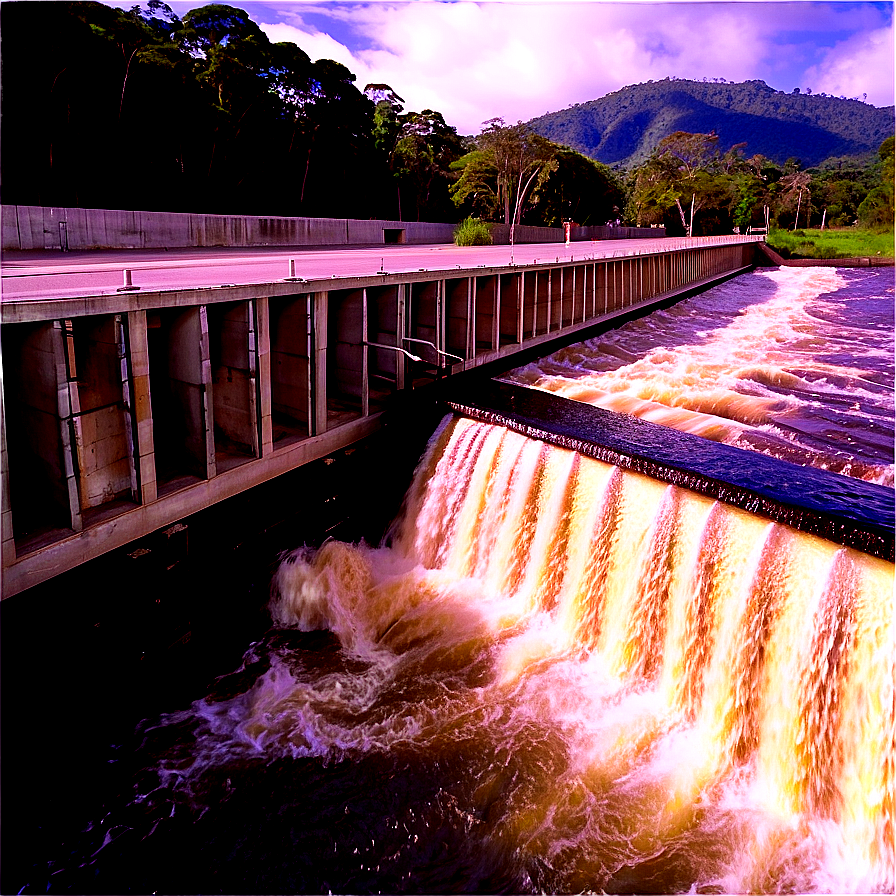 Floodgate Release At Dam Png Jjp