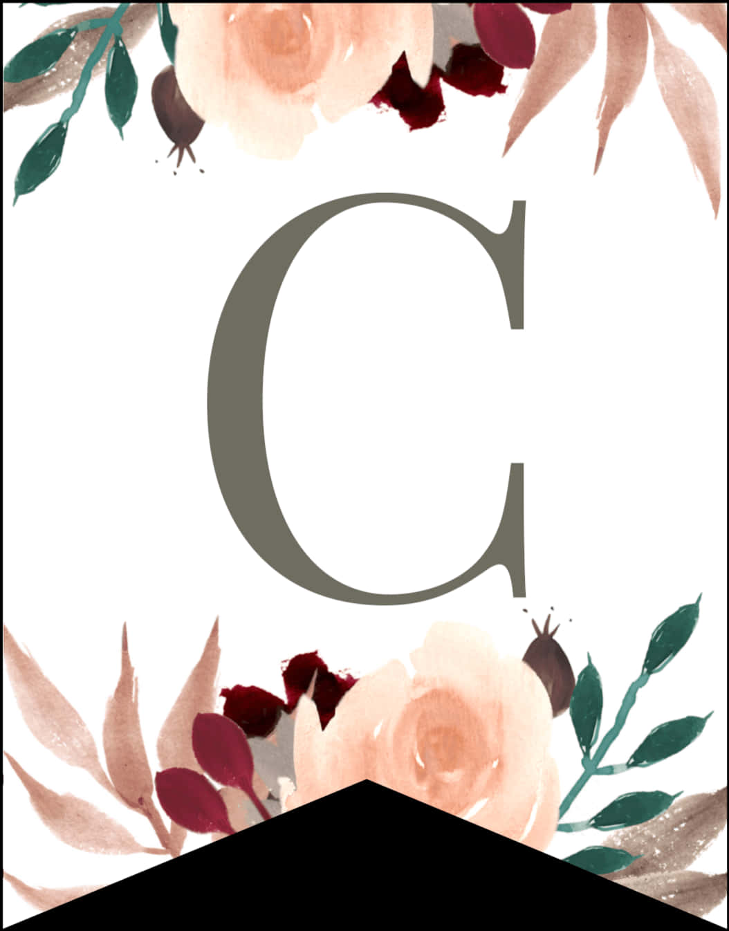 Floral Alphabet C Letter