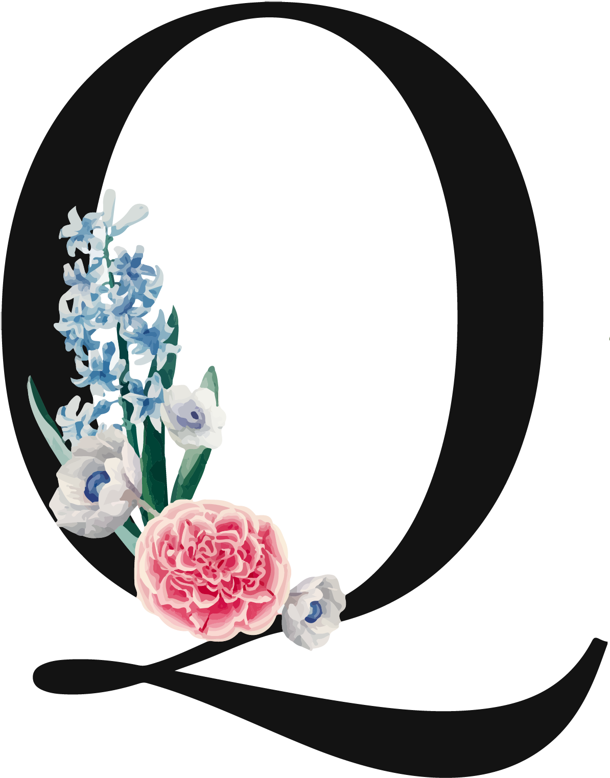 Floral Alphabet Letter Q