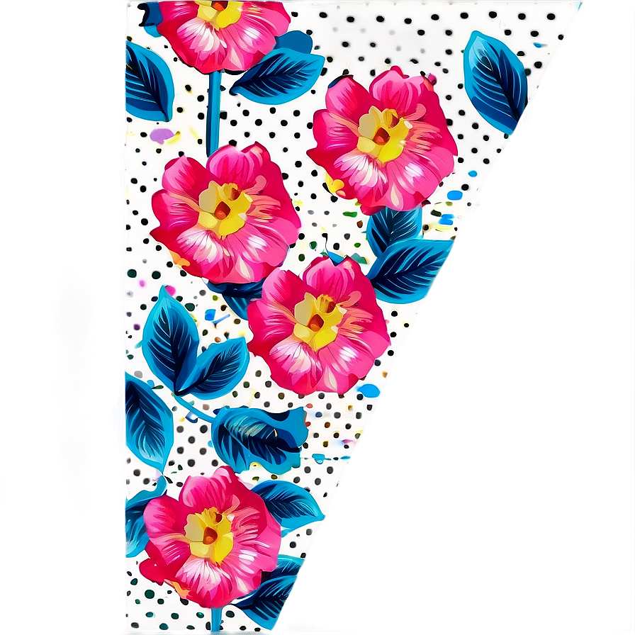 Floral And Polka Dot Design Png 11