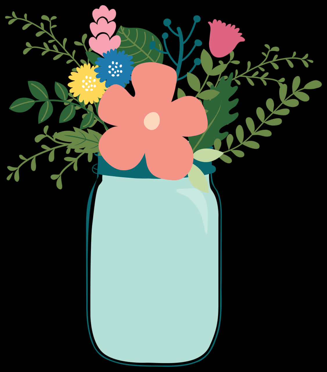 Floral Arrangementin Mason Jar