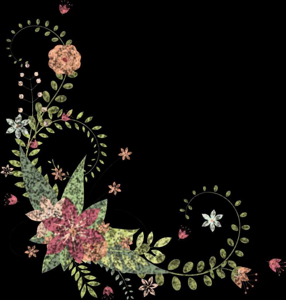 Floral_ Artwork_on_ Black_ Background