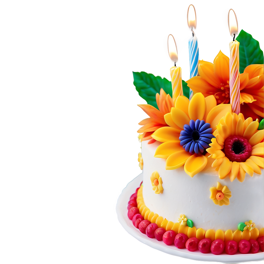 Floral Birthday Cake Png Jvi