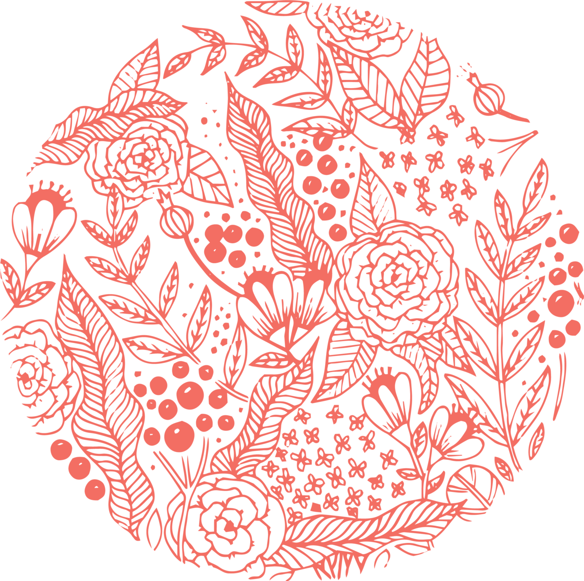 Floral_ Circle_ Pattern_ Red_on_ Blue