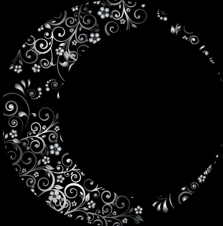 Floral Crescent Moon Design