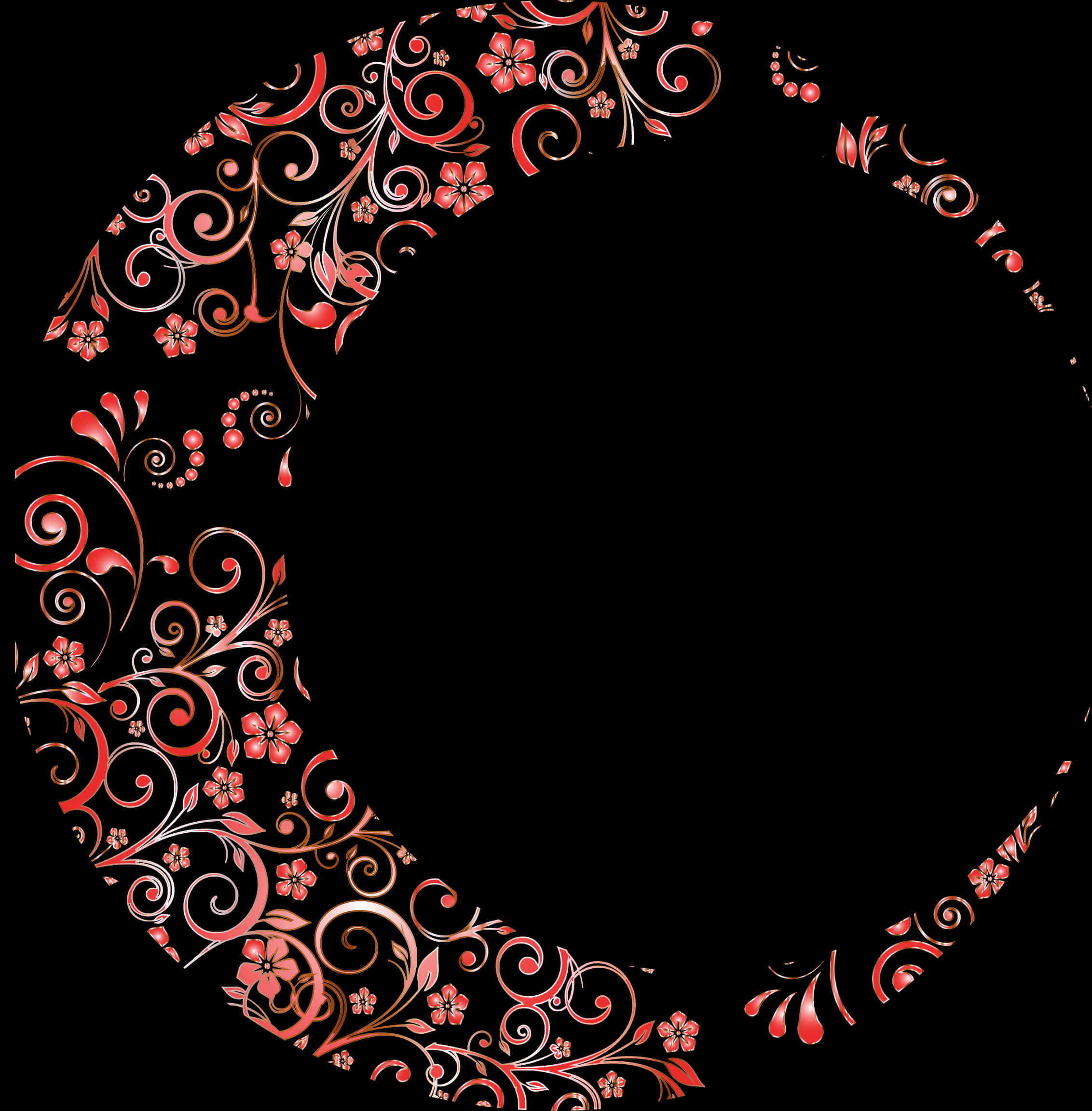 Floral Crescent Moon Design