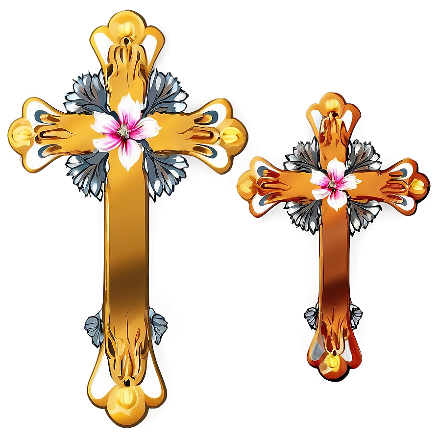 Floral Cross Motif Png Ujt