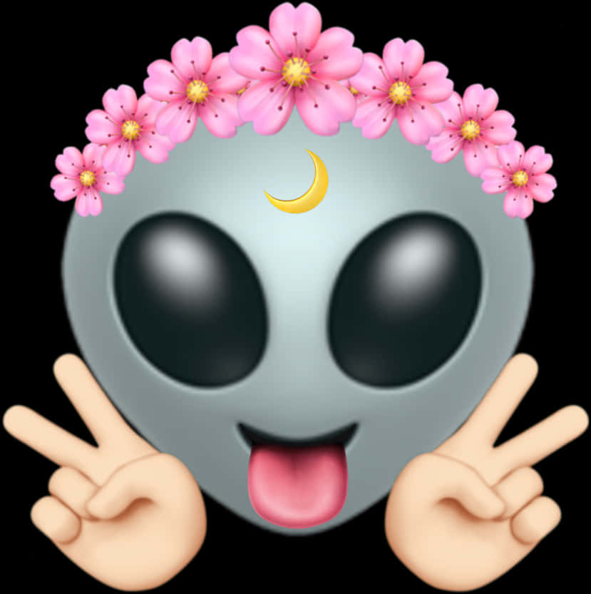 Floral Crowned Alien Emoji