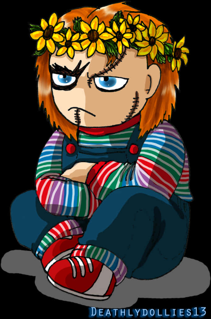 Floral Crowned Chucky Cartoon