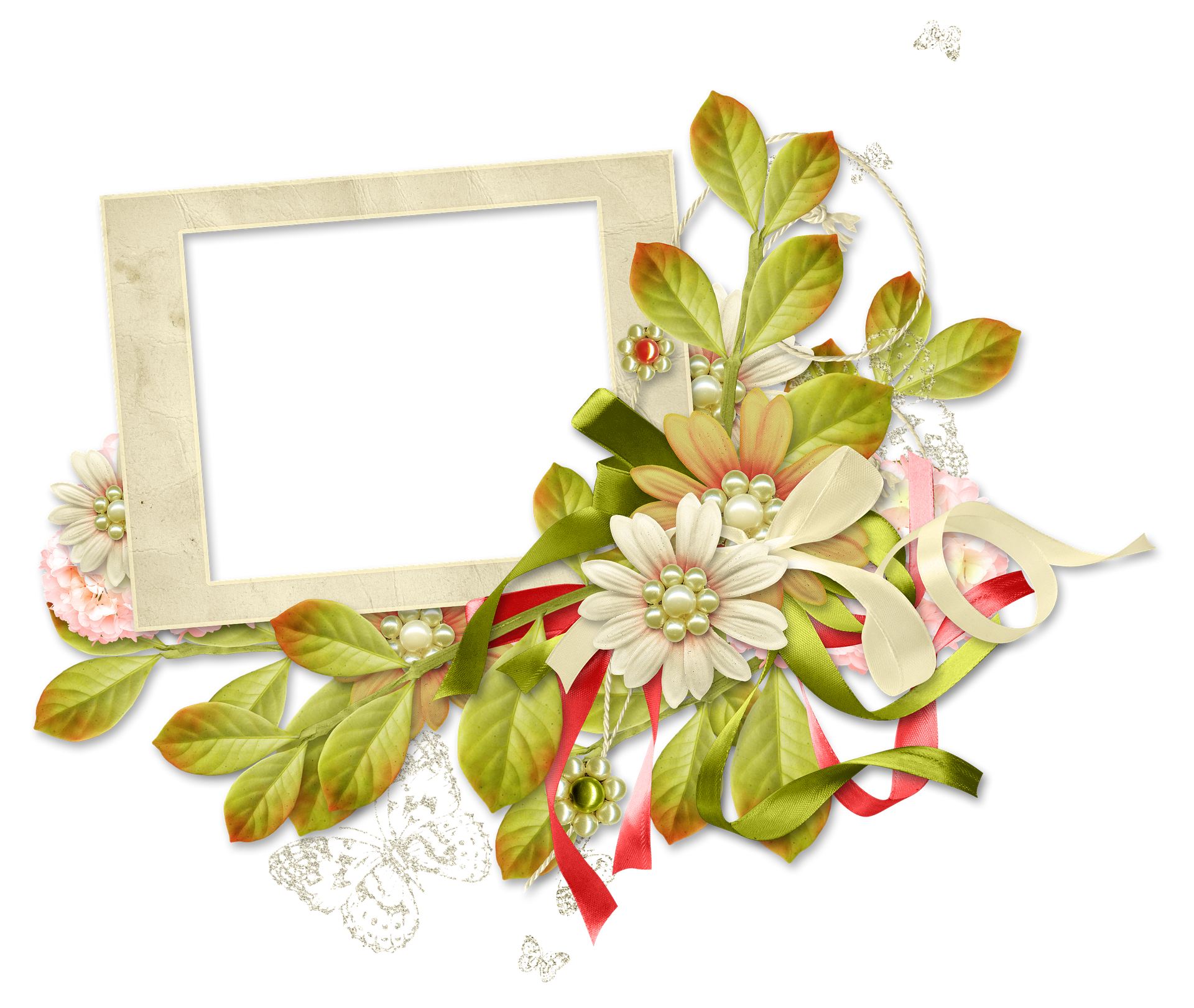 Floral Decorated Frameon Black Background