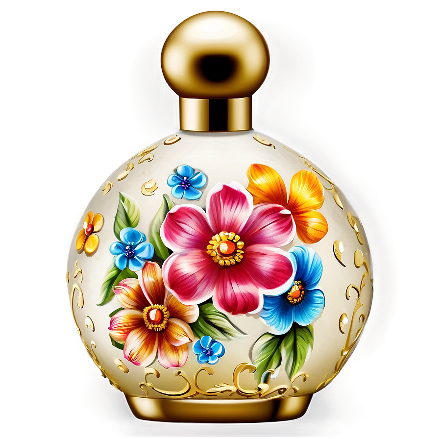 Floral Decorated Perfume Bottle Png Cwb71