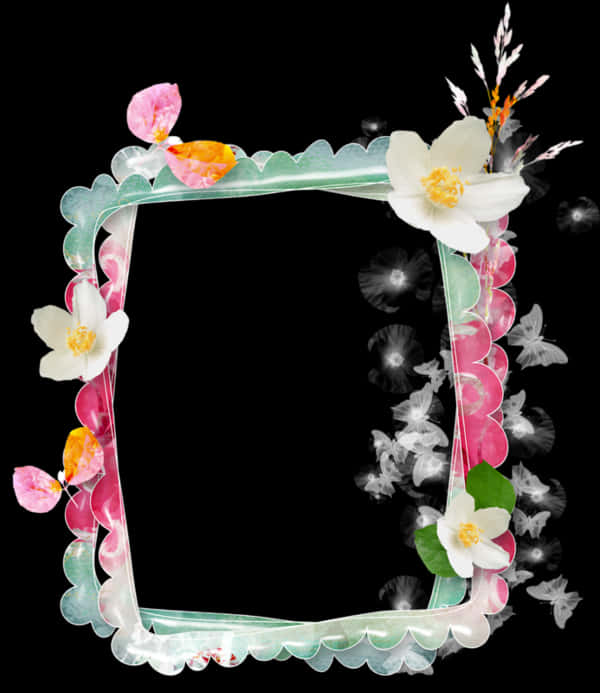 Floral Decorative Frame Black Background