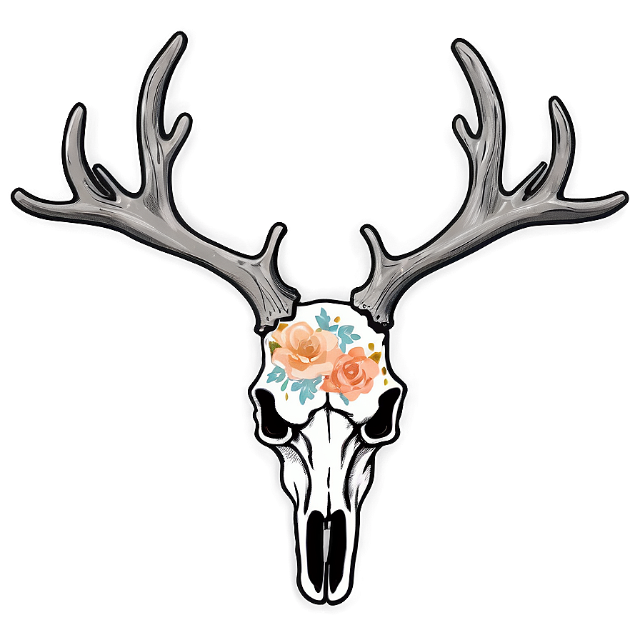 Floral Deer Skull Graphic Png Ykb