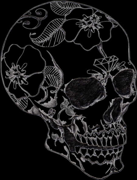 Floral Design Skull Artwork