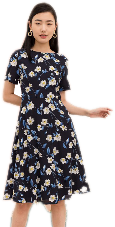 Floral Dress Woman Posing