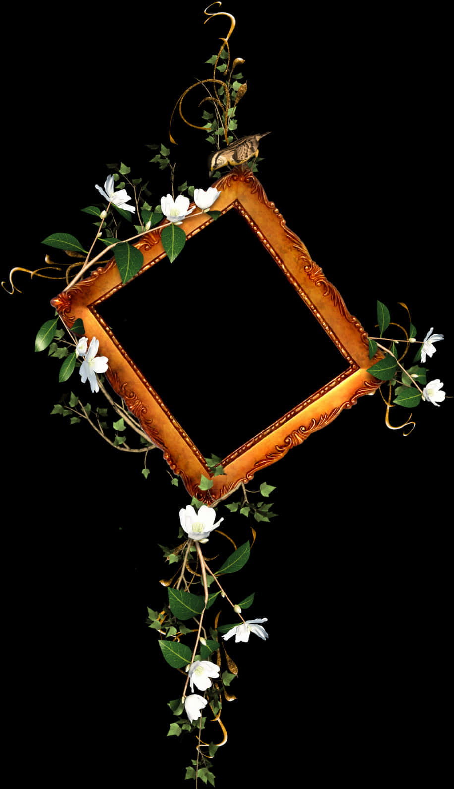 Floral Embellished Golden Frame