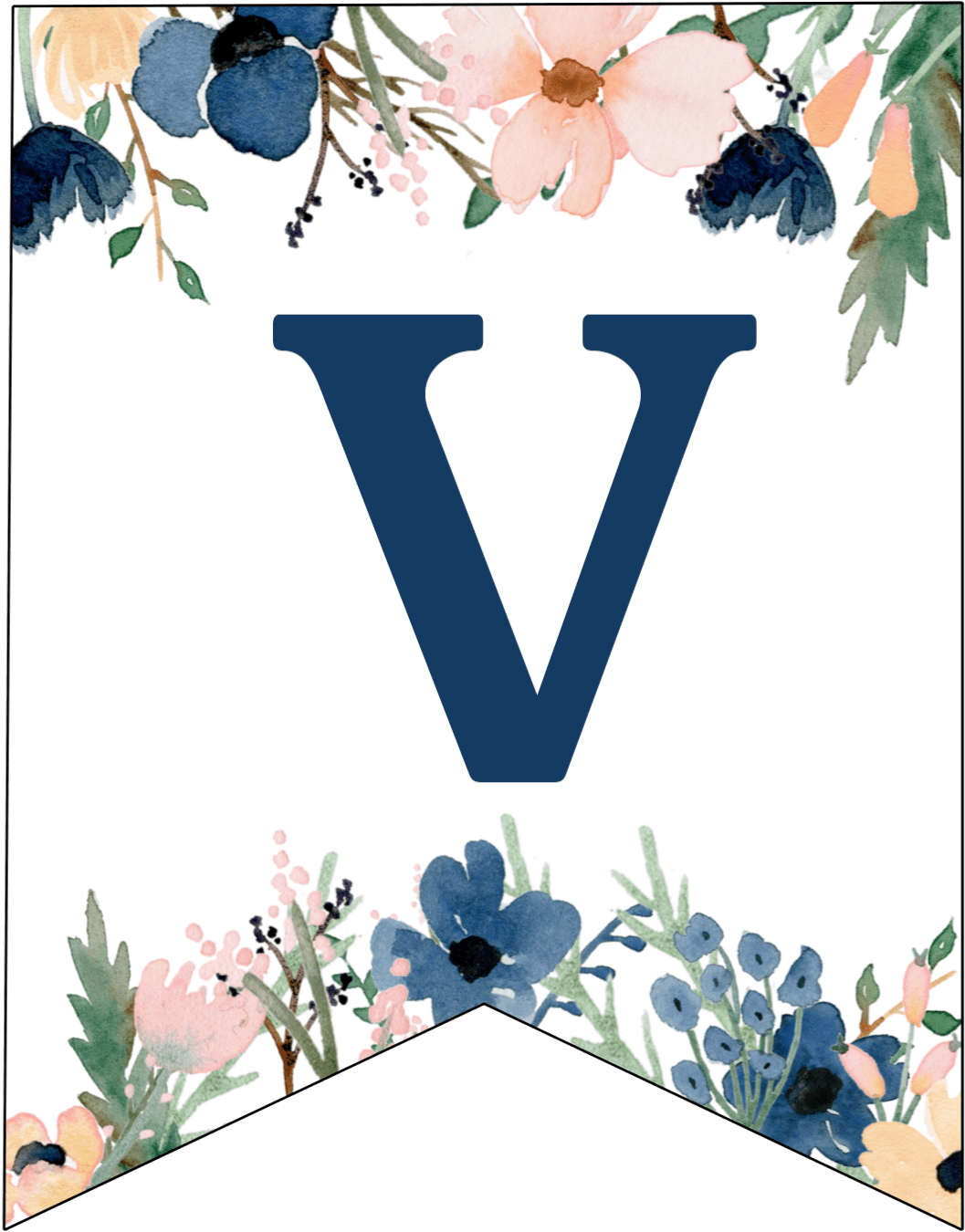 Floral Embellished Letter V