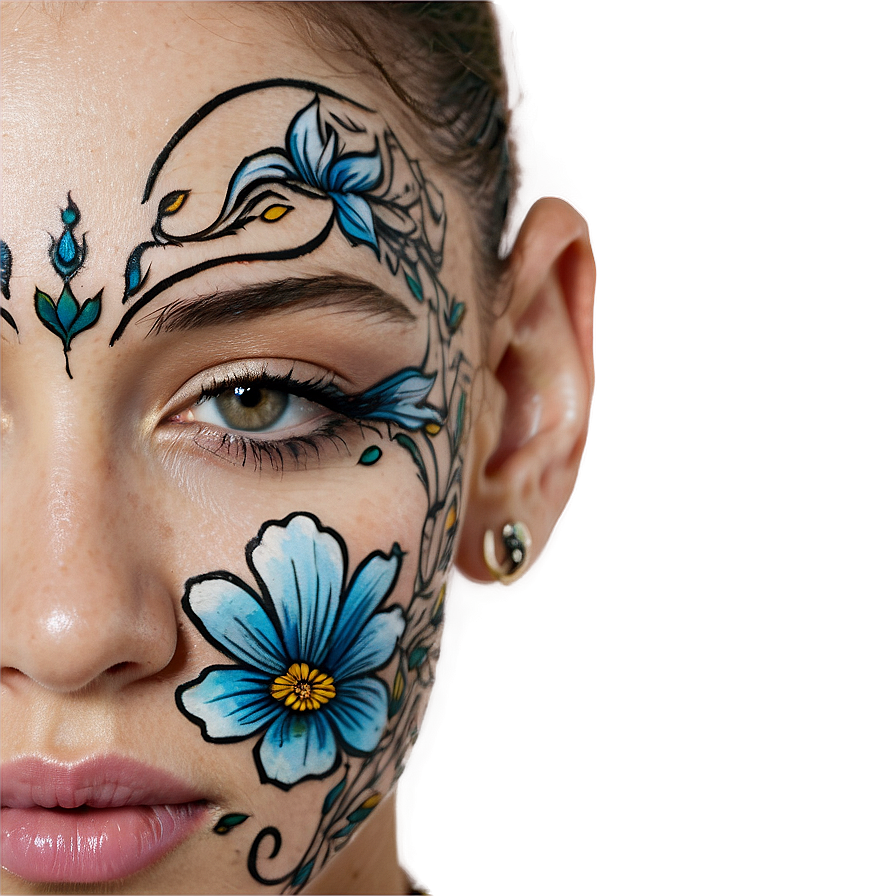 Floral Face Tattoo Png 64