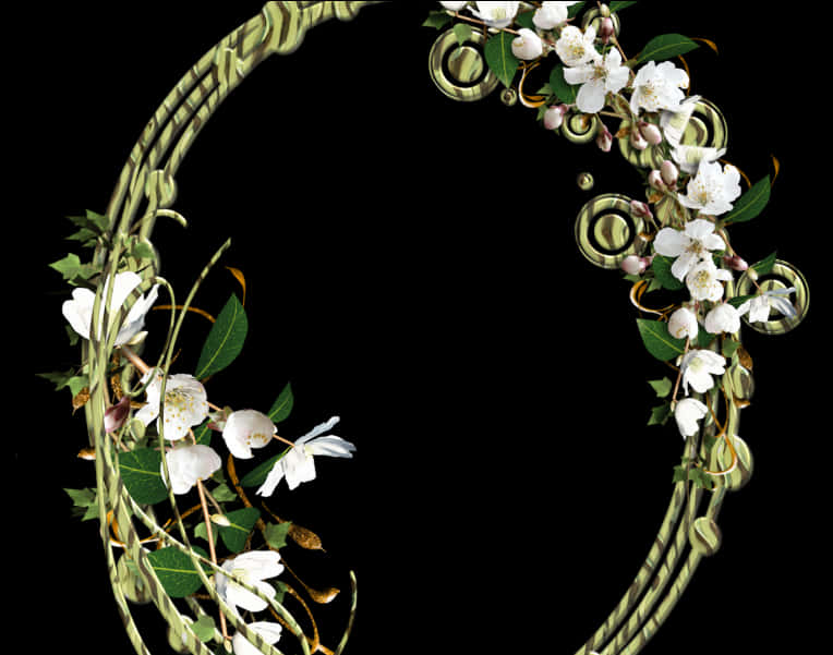 Floral Frame Black Background