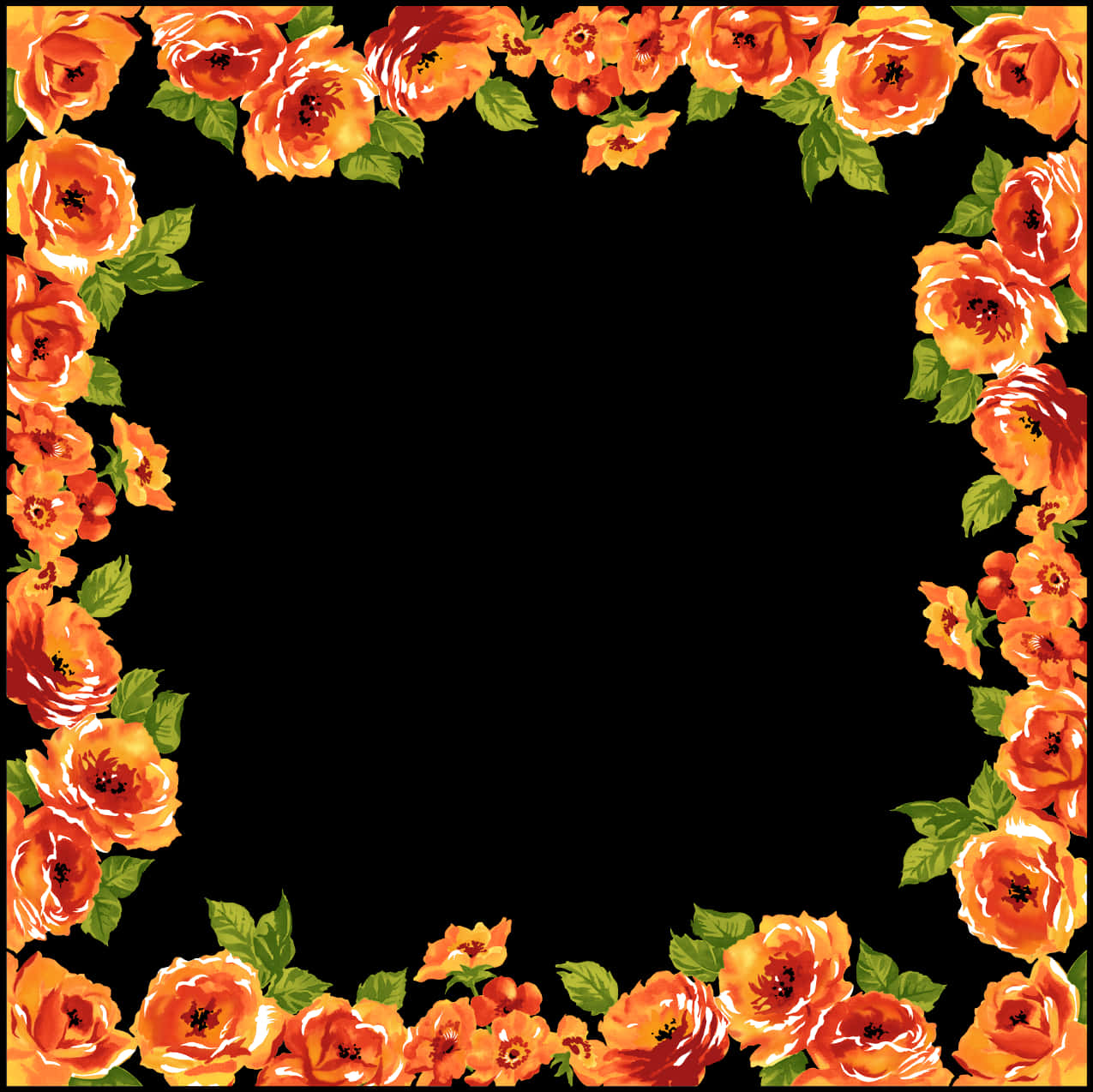 Floral Frame Black Background