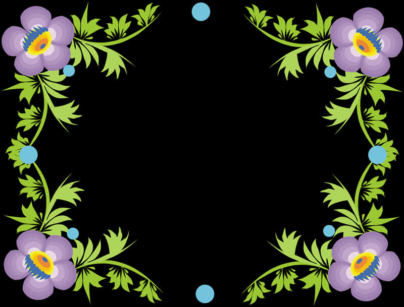 Floral Frame Black Background