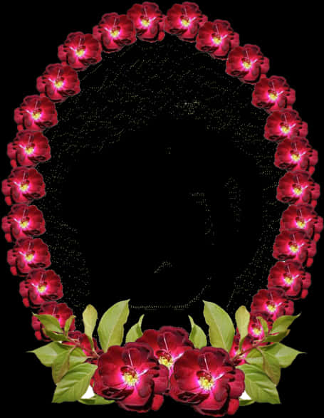 Floral Frame Black Background