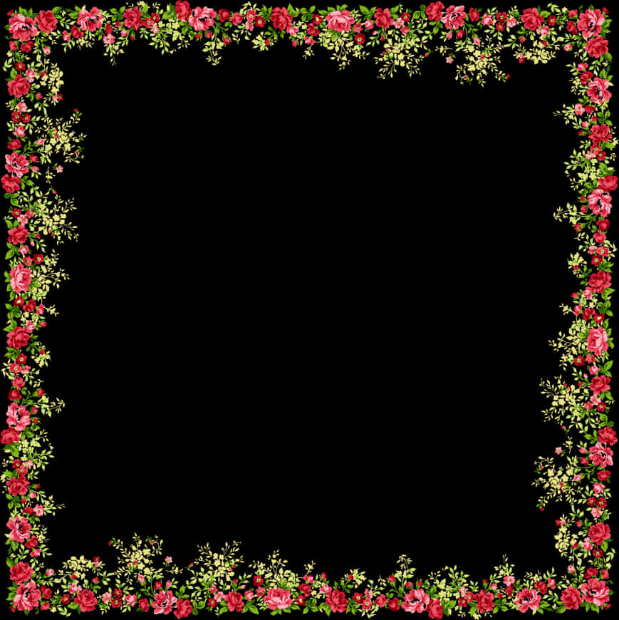 Floral Frame Black Background