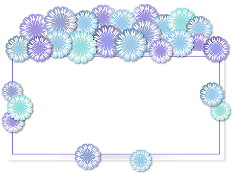 Floral Frame Design Purple Blue