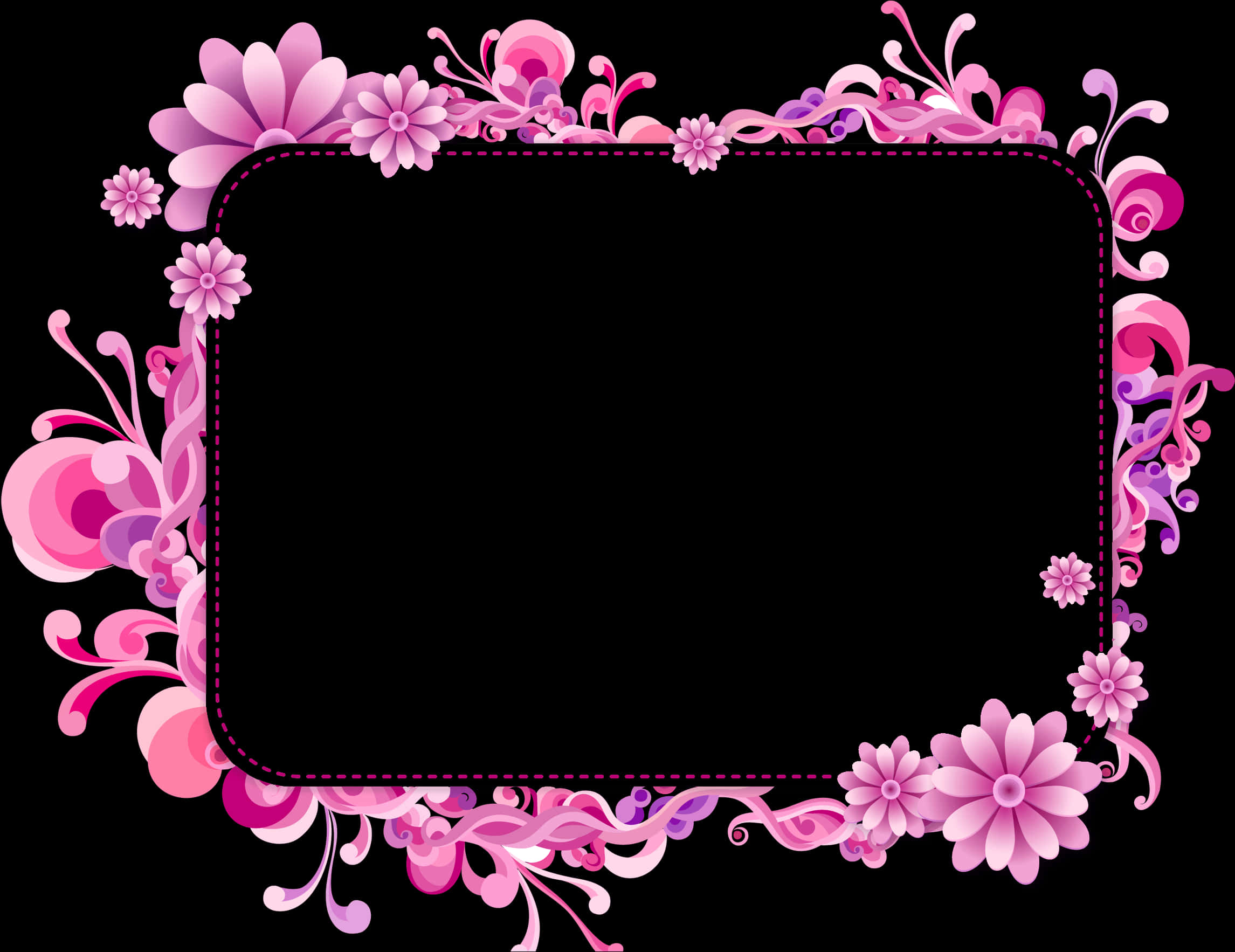 Floral Frame Pinkand Black Design