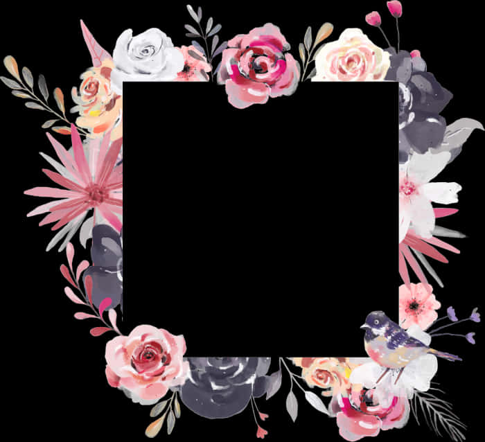 Floral_ Frame_with_ Bird_ Illustration