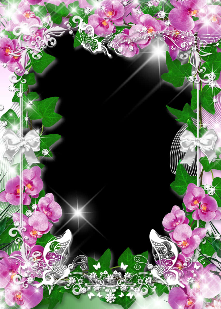 Floral_ Frame_with_ Sparkles_and_ Butterflies