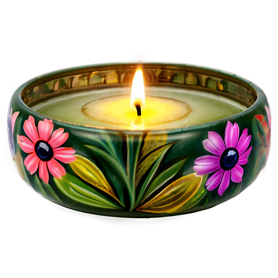 Floral Garden Candle Png Etp