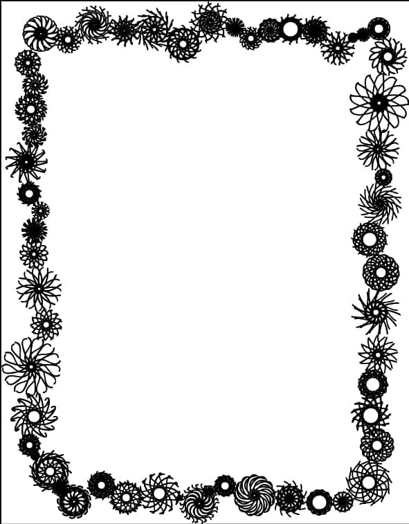 Floral Geometric Black White Border