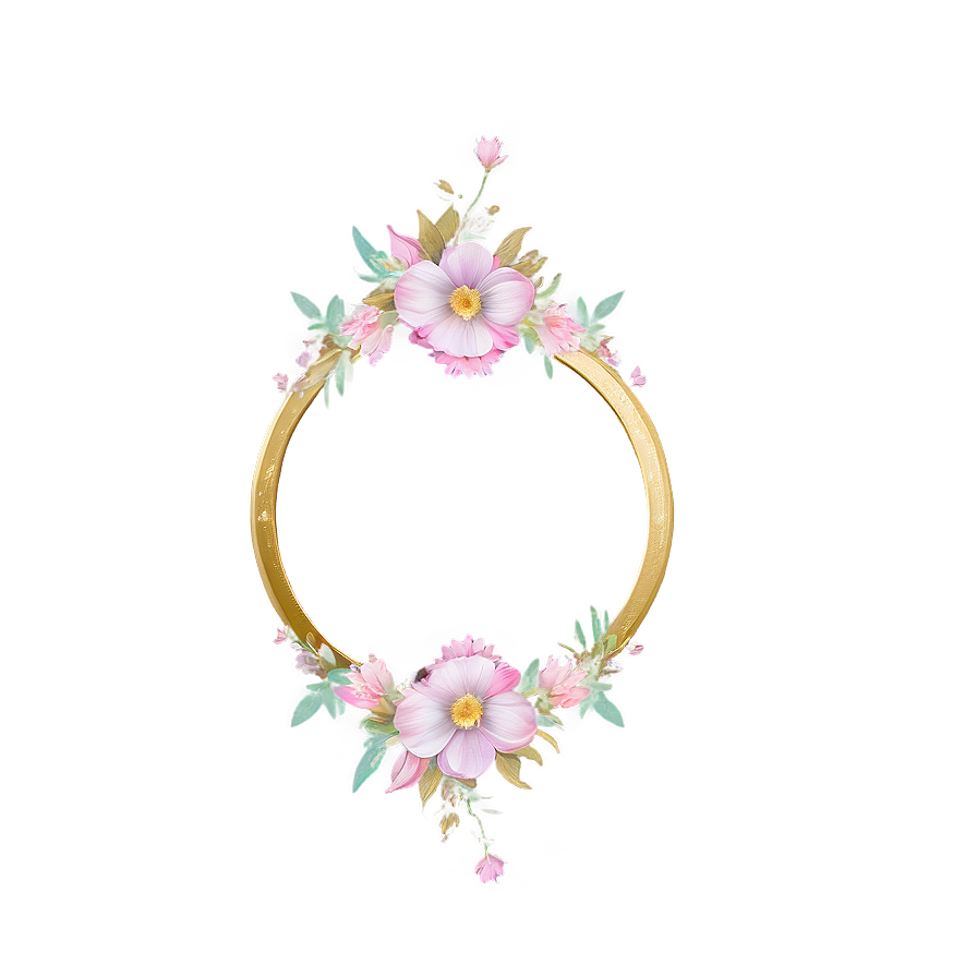 Floral Gold Circle Frame Png 06262024