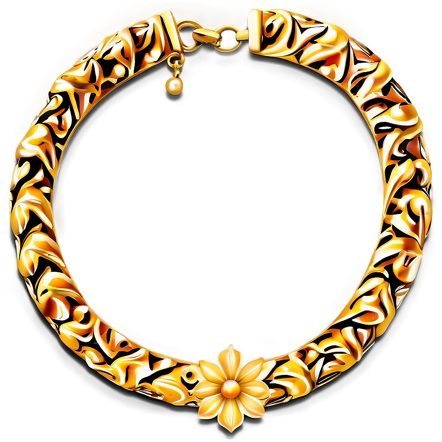 Floral Gold Necklace Png 06122024