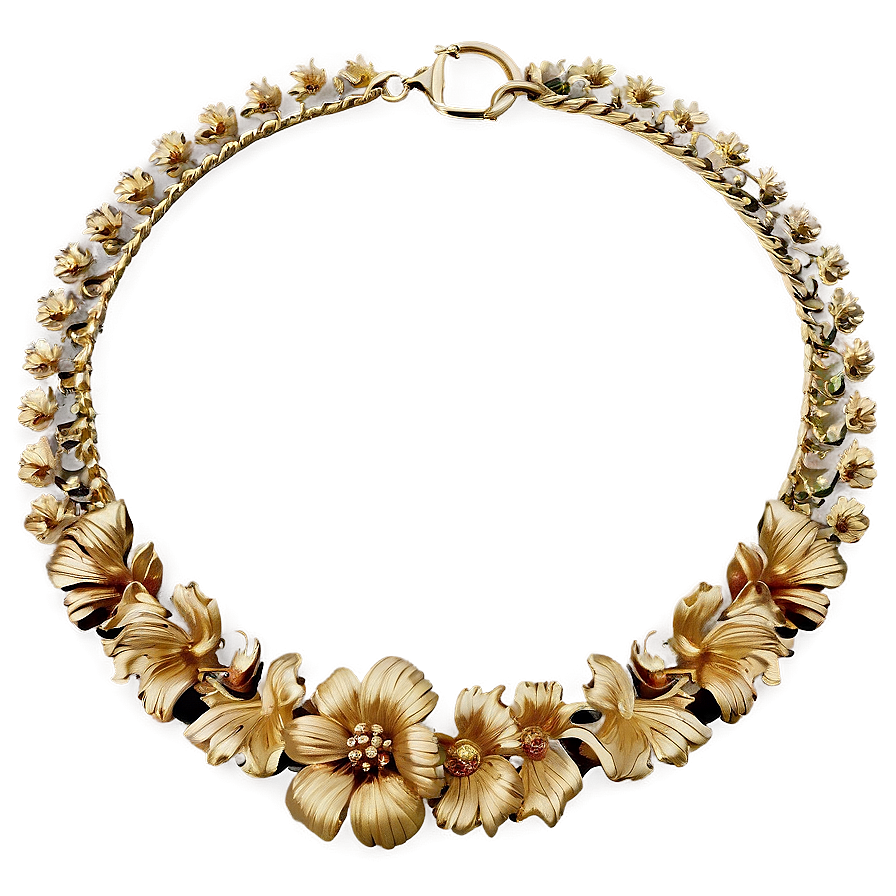 Floral Gold Necklace Png Qdn28