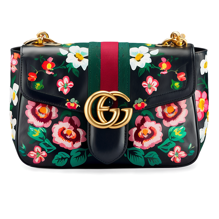 Floral Gucci Bag Design Png 38