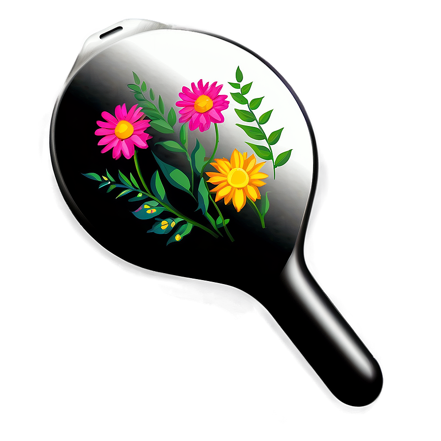 Floral Hand Mirror Png Blr12