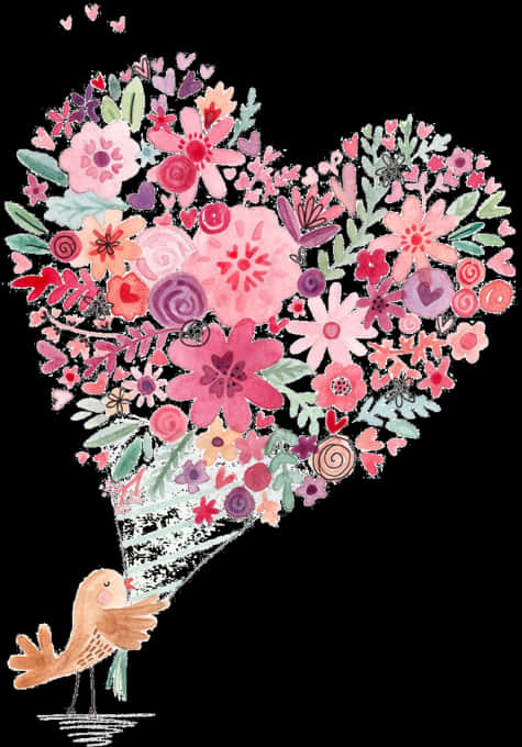 Floral Heart Bouquet Artwork