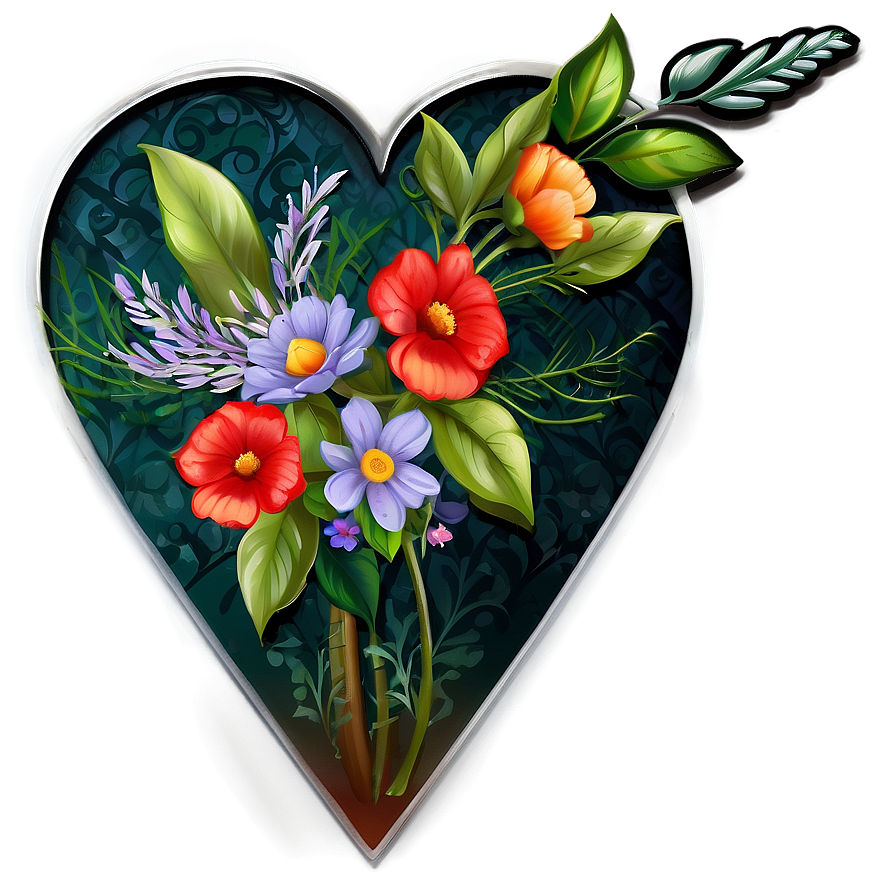 Floral Heart Clipart Png 06132024