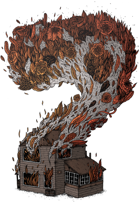 Floral Inferno House Illustration