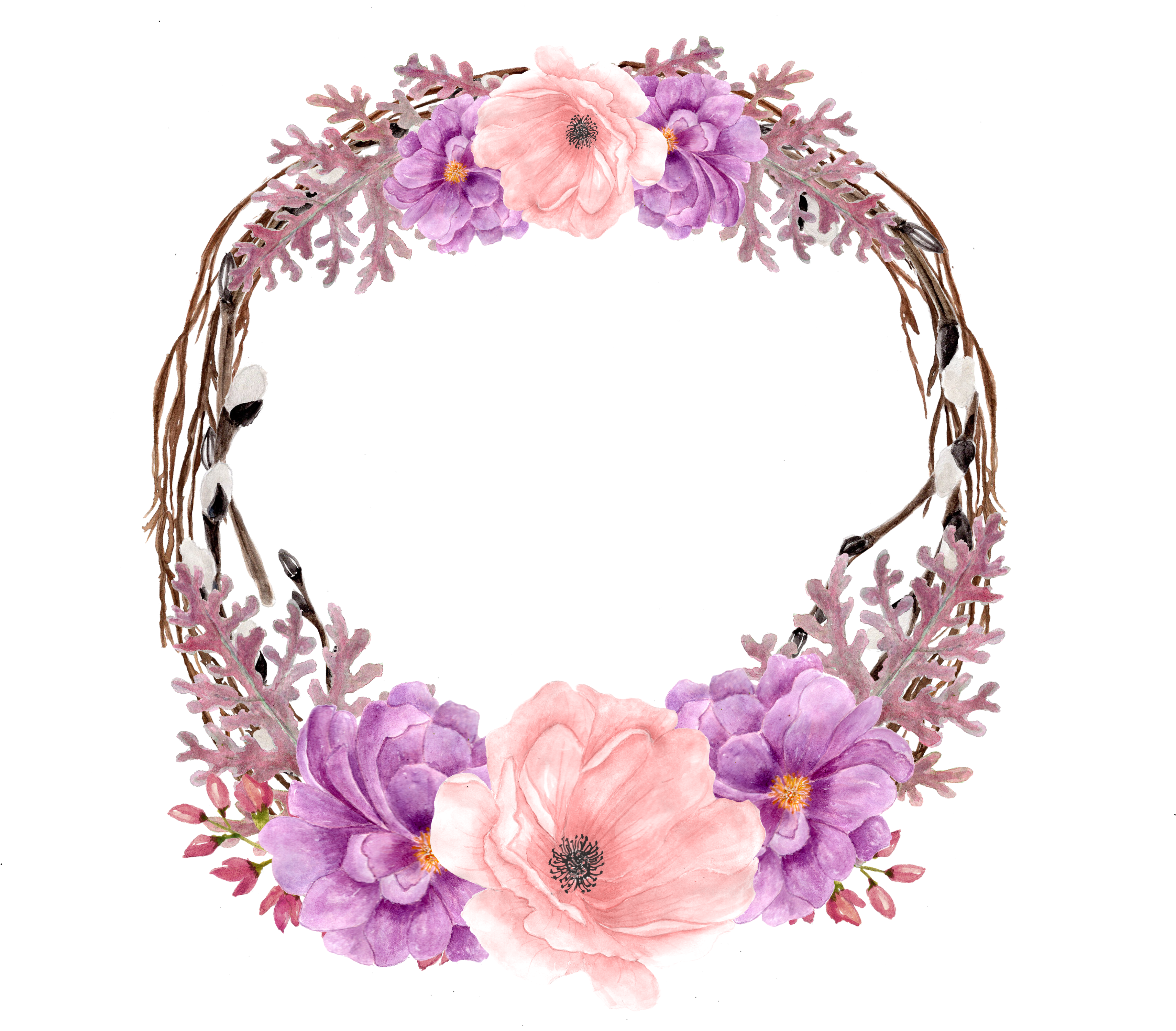 Floral Lavender Wreath Artwork