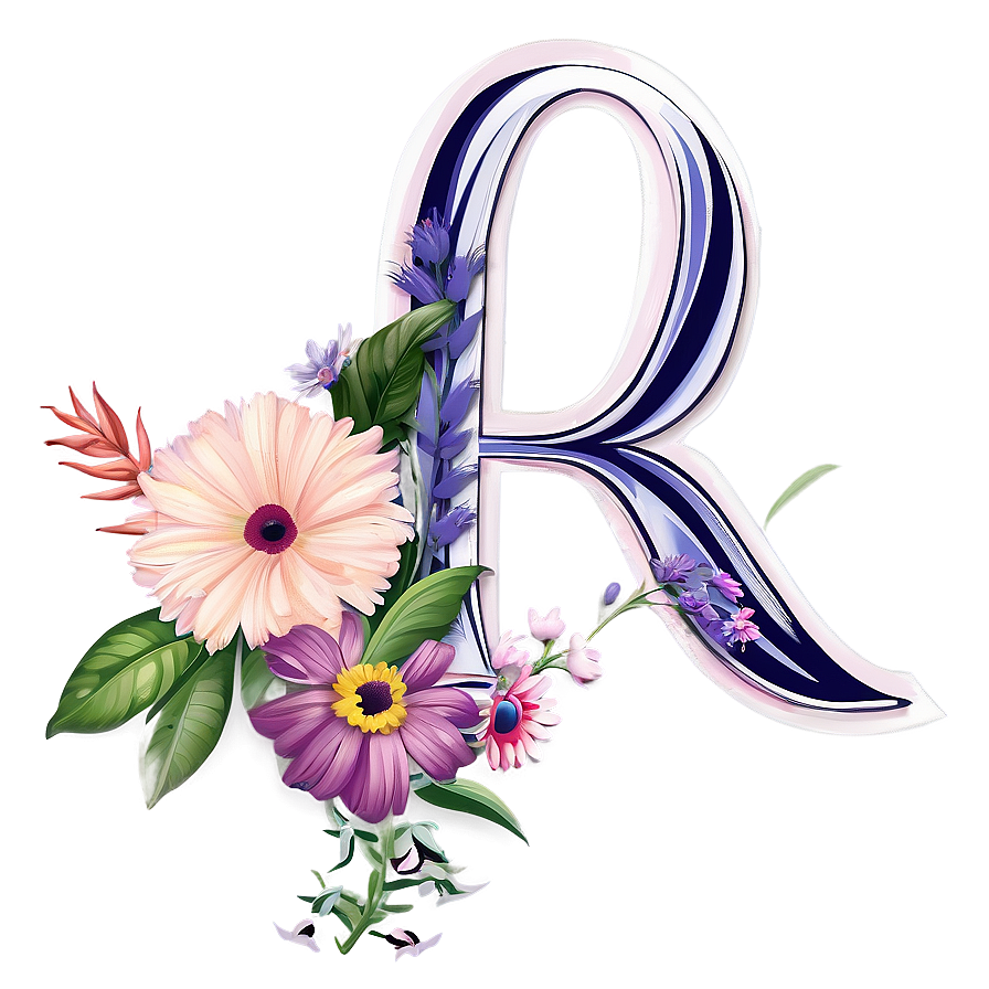 Floral Letter R Illustration Png 06202024