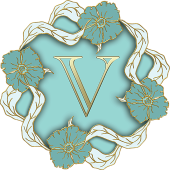 Floral Letter V Design