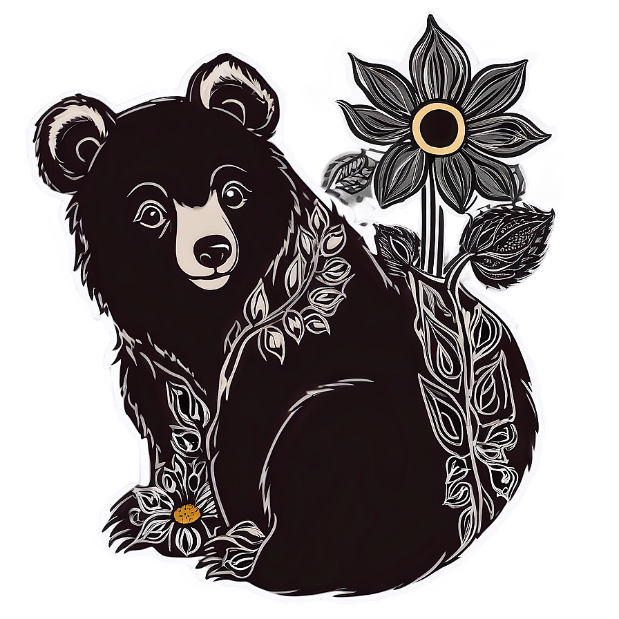 Floral Mama Bear Outline Png Chk