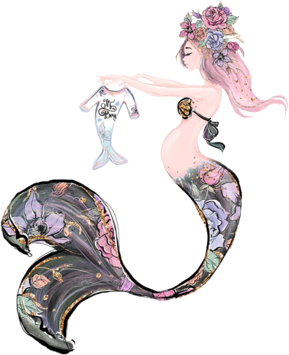 Floral Mermaid Art Clip